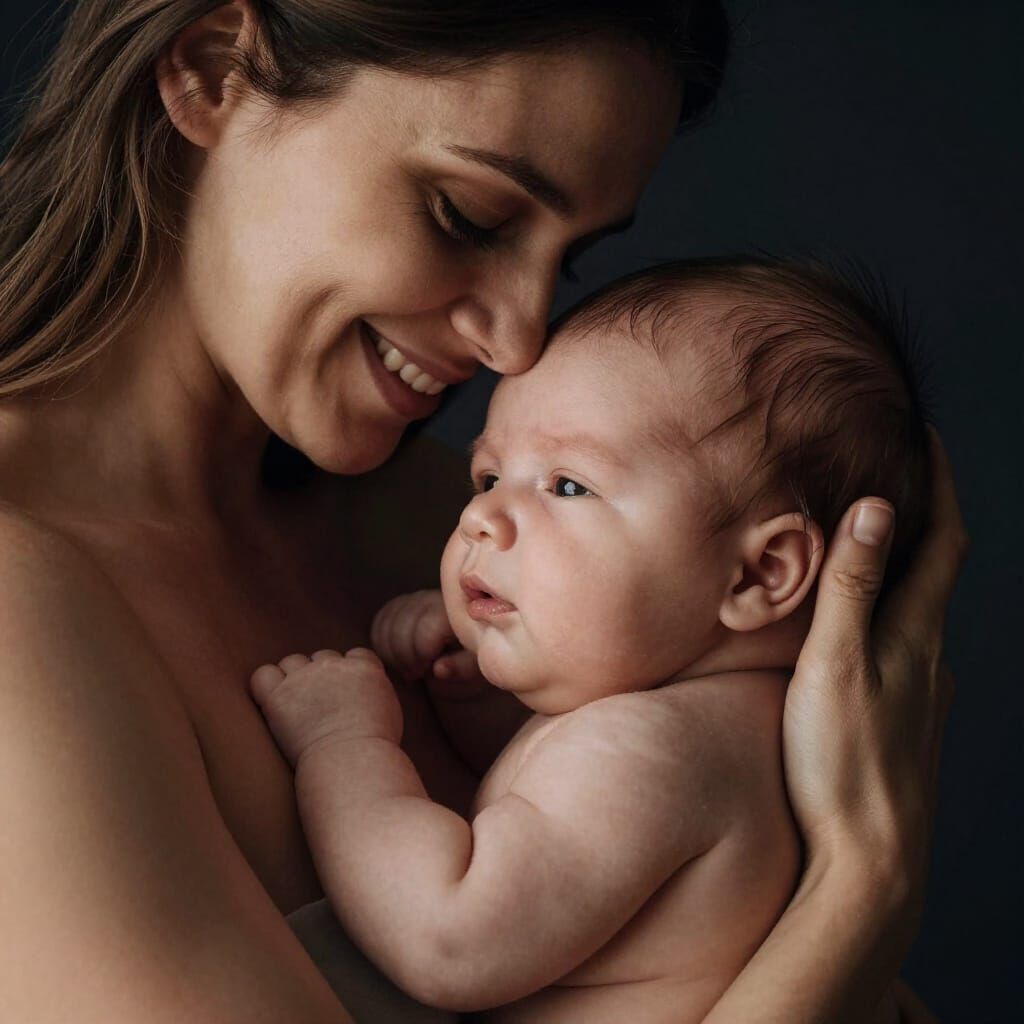 Mother's Love: Hyperrealistic Portrait of Mom and Baby