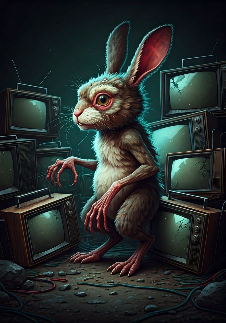 Feral Rabbit Gremlin in Dark Industrial Futurism