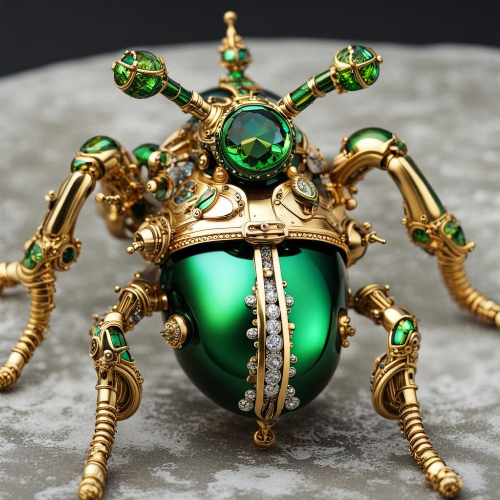 Steampunk Faberge Scarab Beetle with Swarovski Crystals