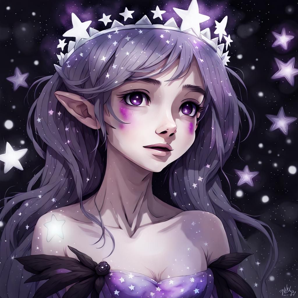 Bioluminescent Space Fairy in WLOP Style