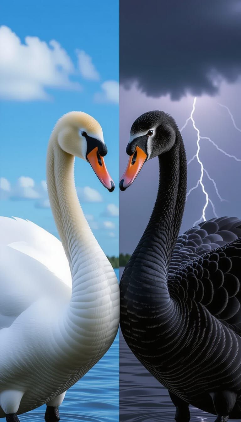 Bicolor Swan with Contrasting Skies