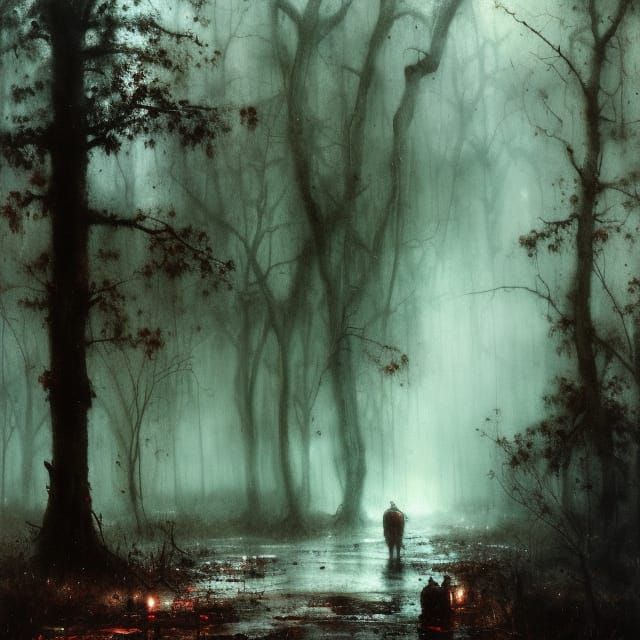 Sinister Spooky Dark Woods Matte Painting