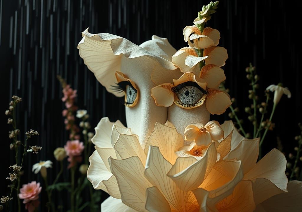 Surreal Dreamscape in Metallic Paper Iris Folding Style