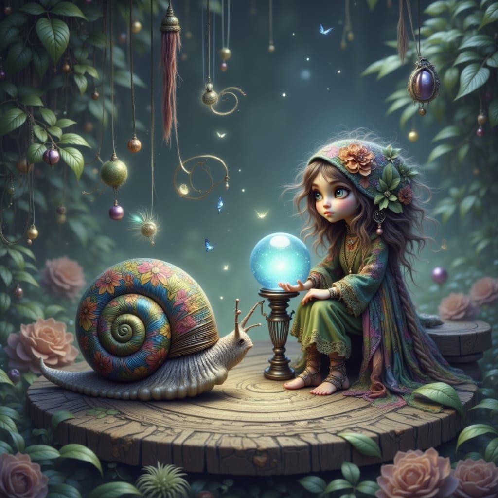 Enchanted Snail Seeks Future in Dreamlike Setting