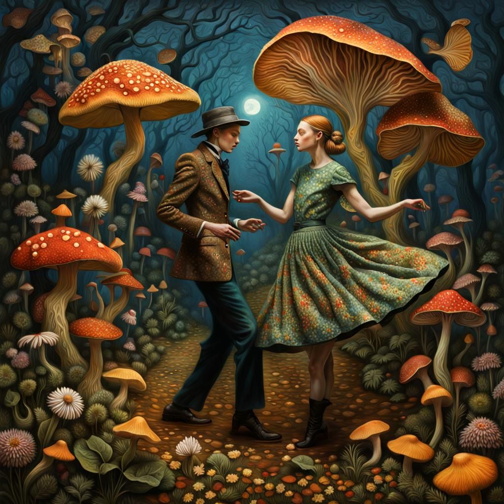 Surreal Flower Tango Dance in Dreamlike Style