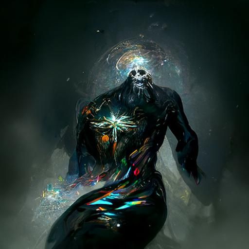 Obsidian God in Cosmic Astral Illustration
