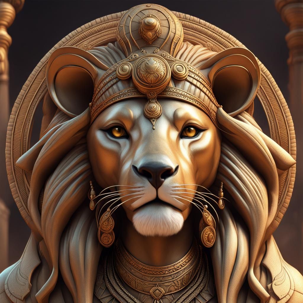 Hyperdetailed Lion Goddess Sekhmet Art