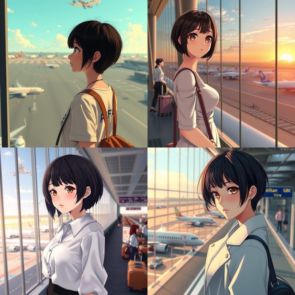 Anime Woman Inspires at Airport Gate