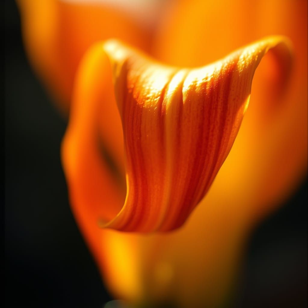 Vibrant Tiger Lily Petal in Warm Cinematic Light