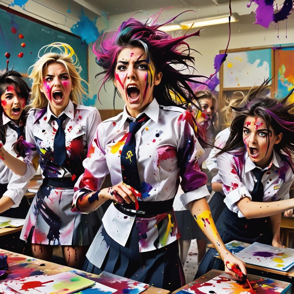 St Trinians girls let loose with coloured inks? Good move !