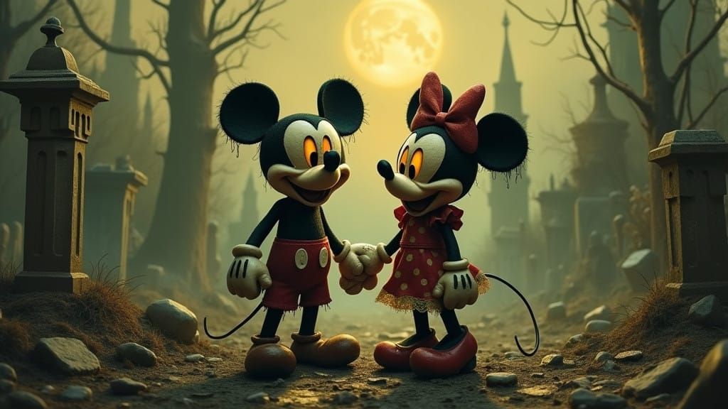 Macabre Mickey and Minnie in a Gothic Apocalypse