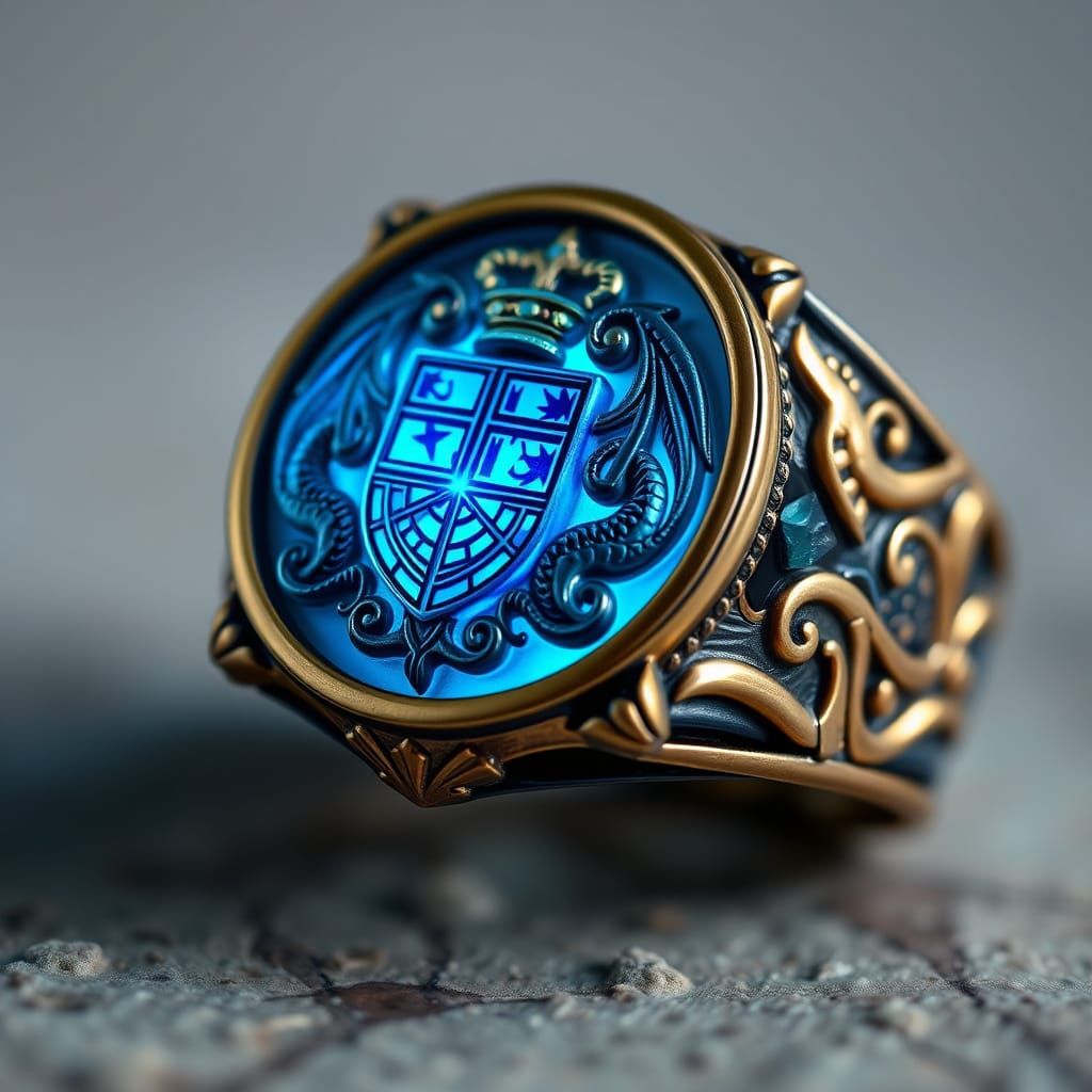 Aetherial Signet Ring of House Caro with Dragon Crest