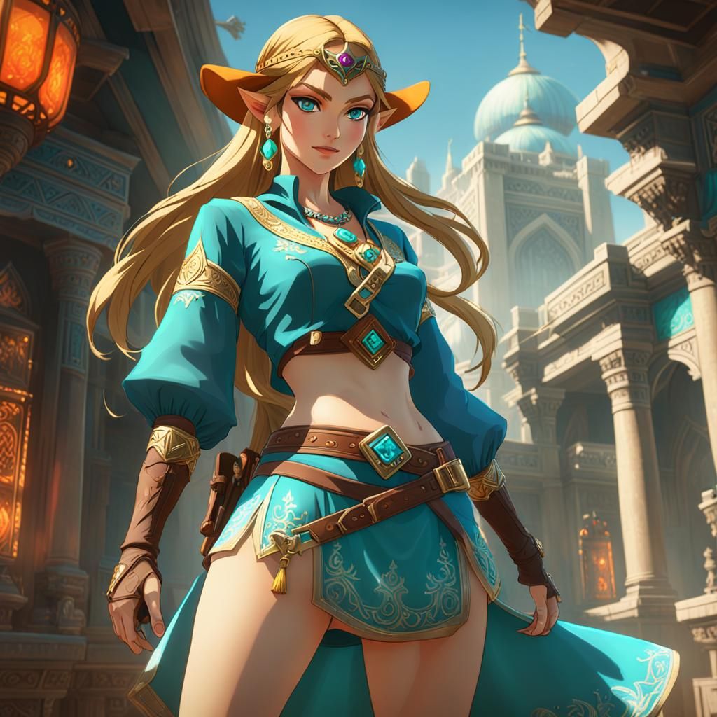 Princess Zelda as Cowgirl, Art Nouveau Style