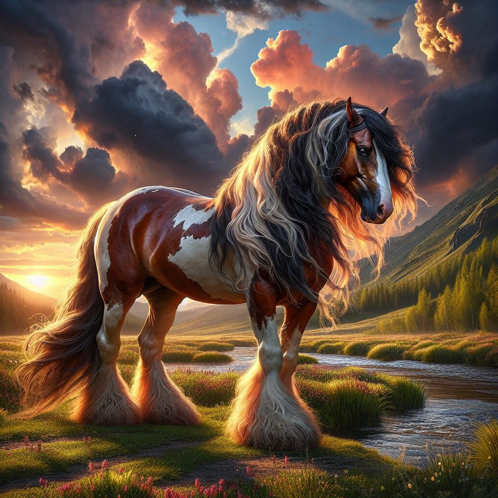 Copper Dappled Gypsy Vanner Stallion Portrait