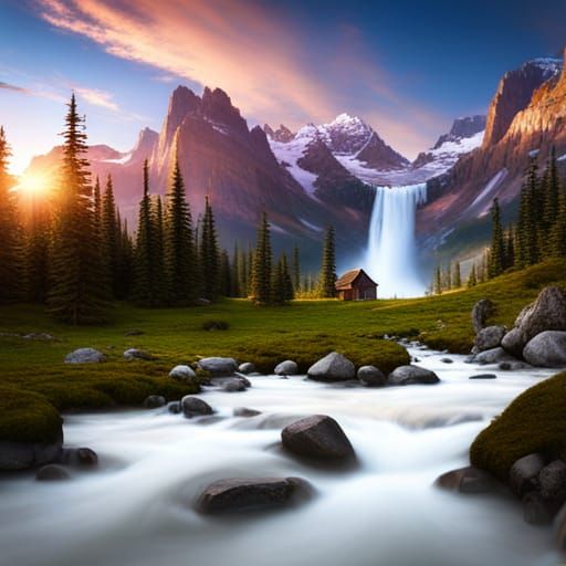 Snowy Mountains and Meadow: Fantasy Concept Art