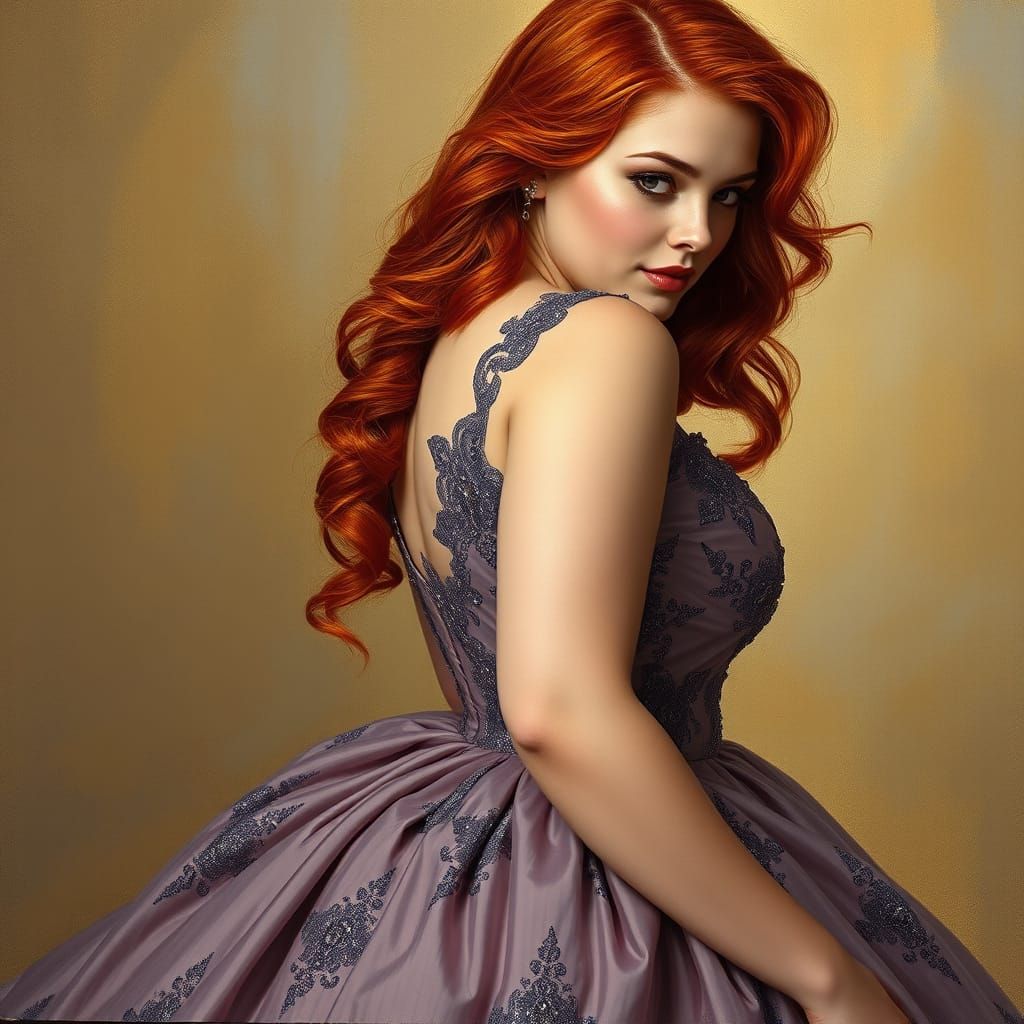 Goddess in Mauve Evening Gown