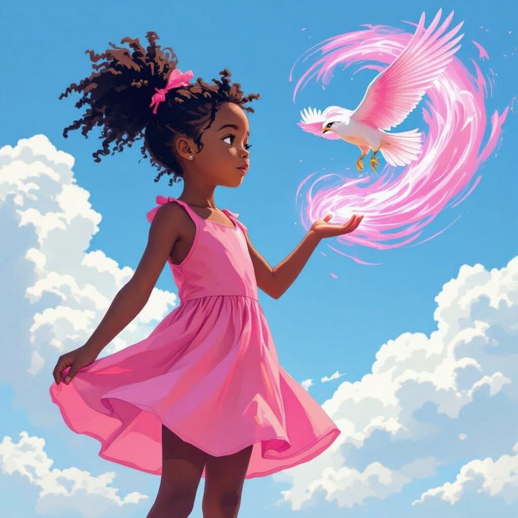 Pink Wind Falcon Summoned by Girl