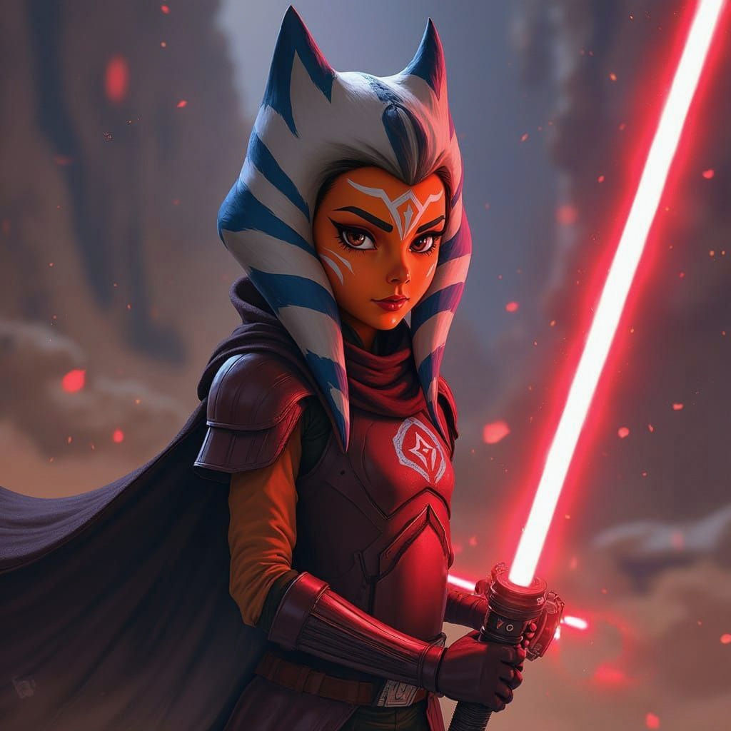 Sith Lord with Red Lightsaber in Clone Wars Setting