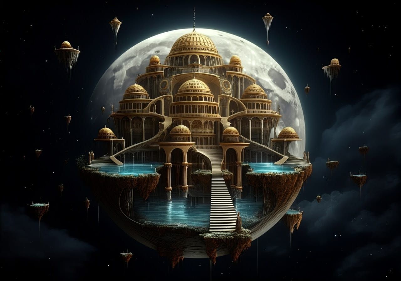 Temple City Inside Moon in Outer Space