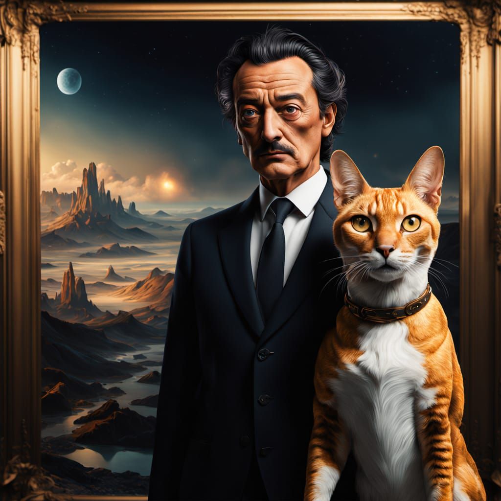 Surrealist Figure Stands in Dreamlike Landscape