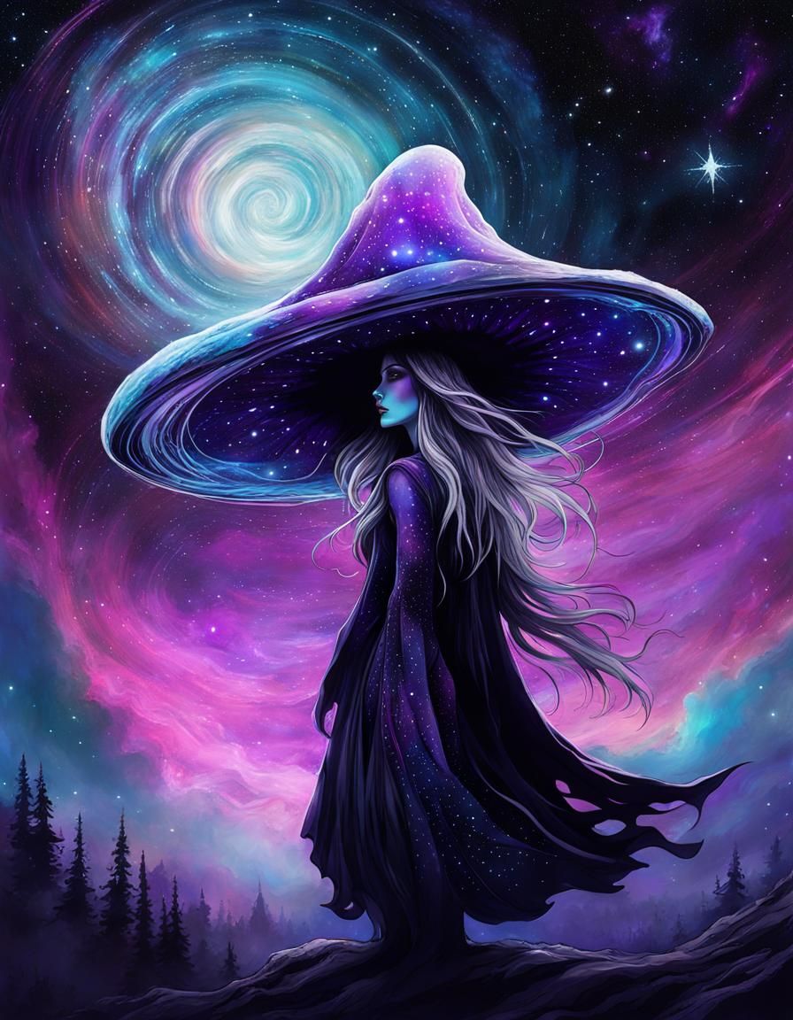 Hippy Gothic Mushroom Banshee in Interstellar Silhouette