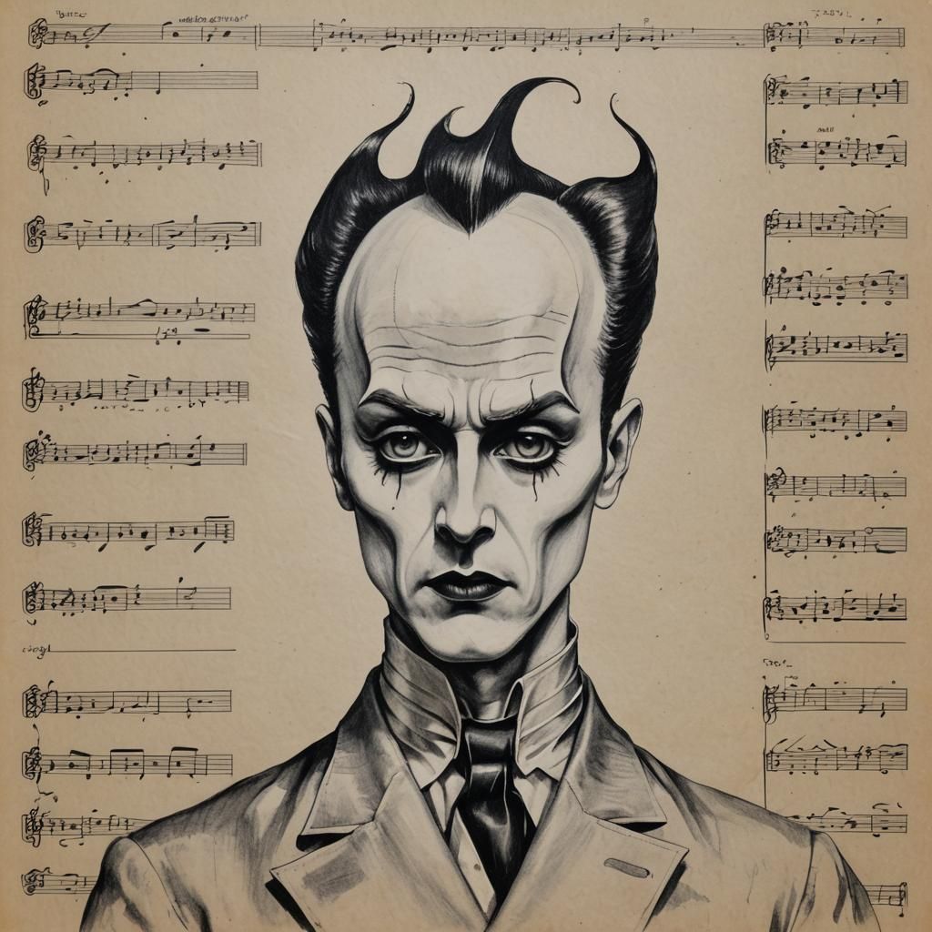 Klaus Nomi Sketch with Broken Sheet Music