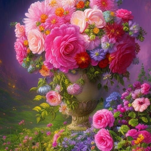 Hyperdetailed Pink Flower Bouquet