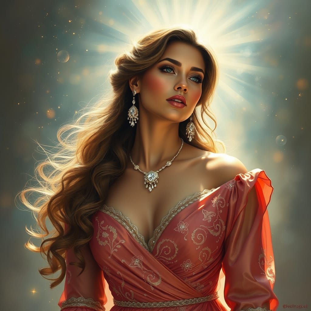 Hyperrealistic Oil Painting of a Celestial Beauty