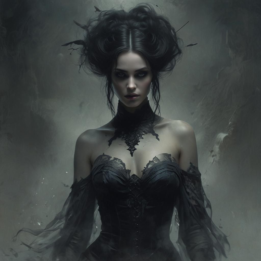 Ethereal Woman in Dark Fantasy Style Portrait