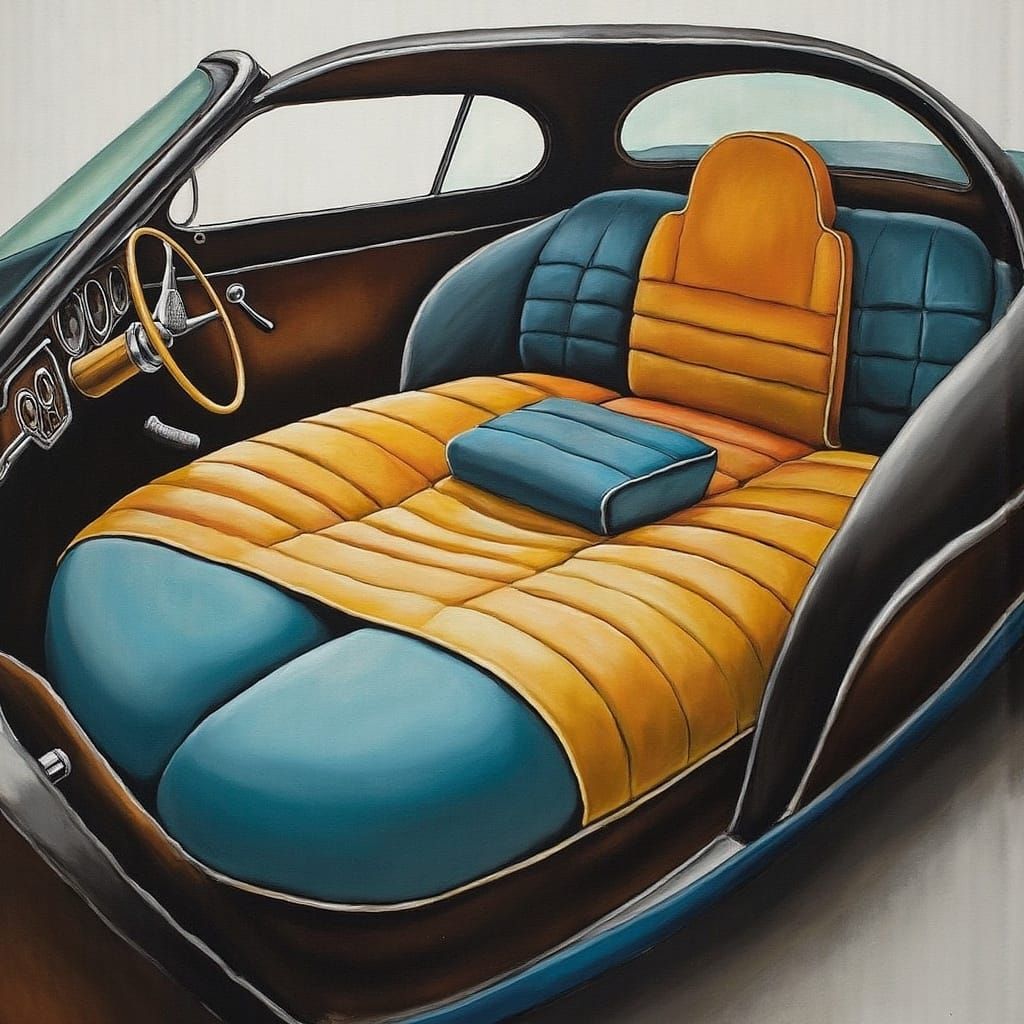 Futuristic Chair Bed Combo with Curved Lines and Metallic Ac...