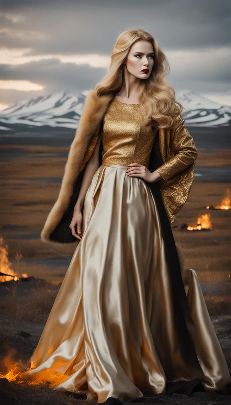 Blonde Woman in Golden Gown, Film Noir