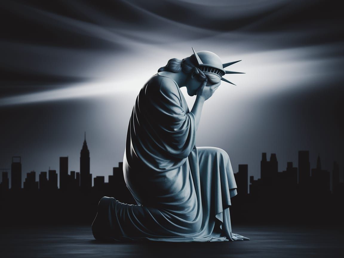 Statue of Liberty in Sorrowful Contemplation