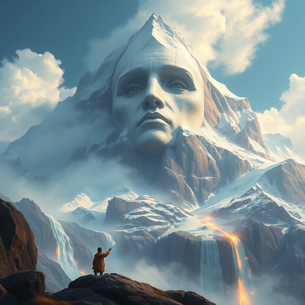 Cosmic Mountain Awakens with Ancient, Ethereal Face