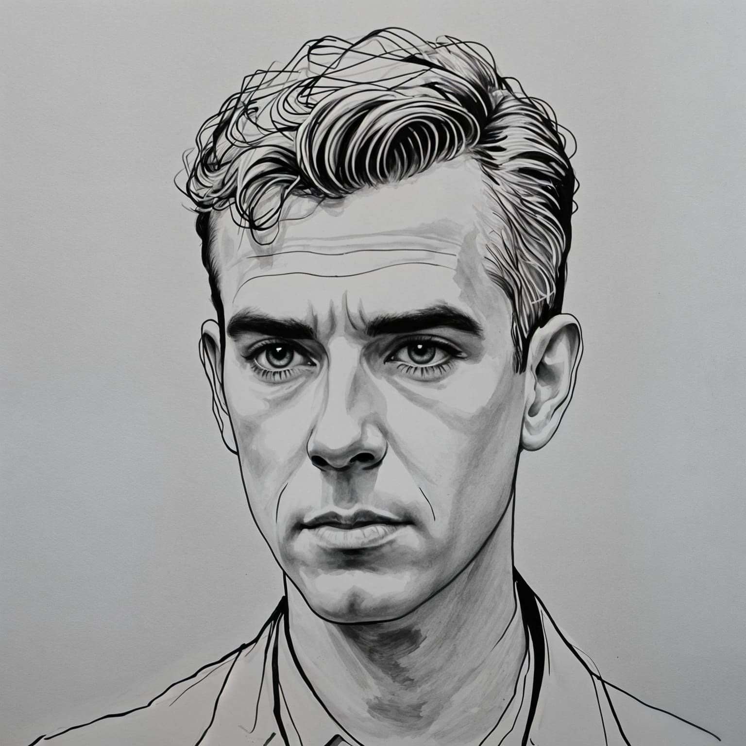 Minimalist Line Art Portrait in Black and White