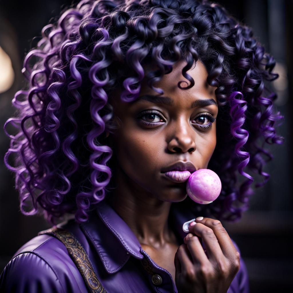 Black Violet Beauregard Chewing Gum, Hyperrealistic Image