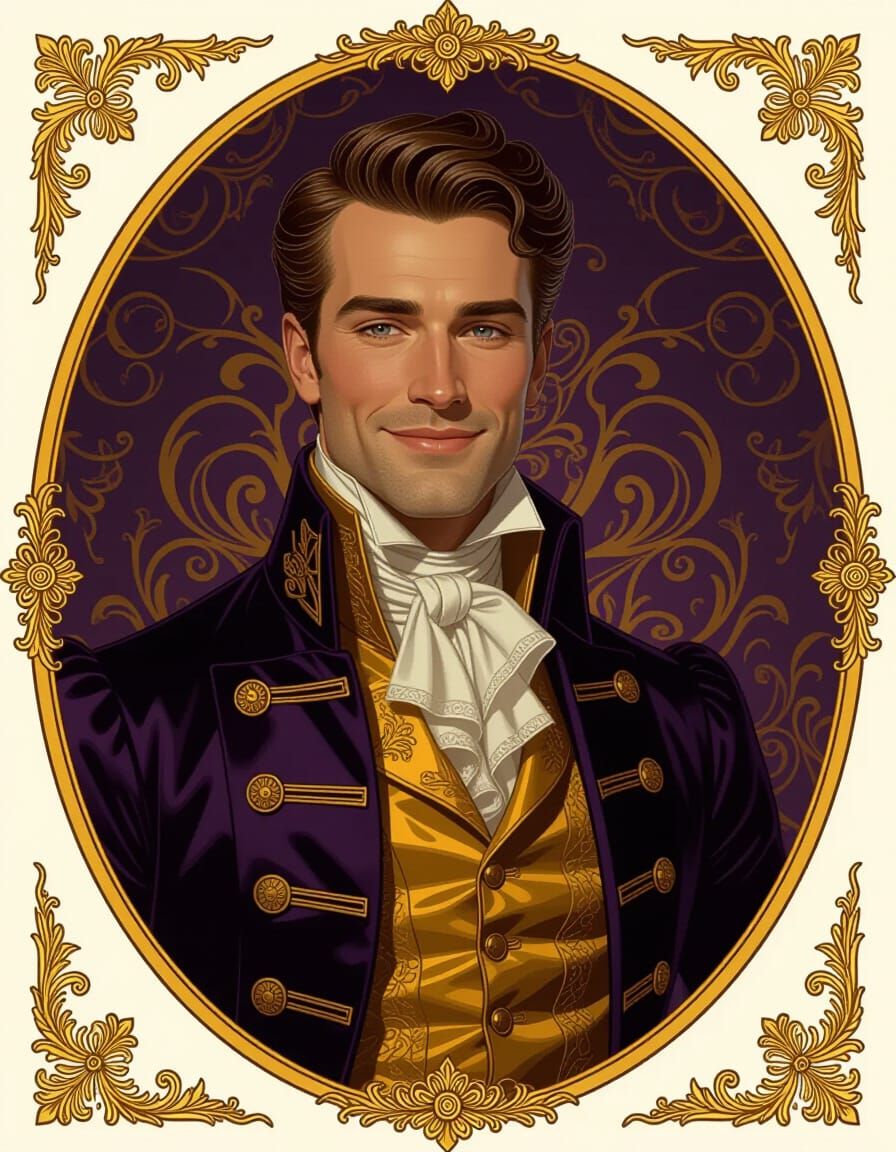 Aristocratic Gentleman Portrait in Art Nouveau Style