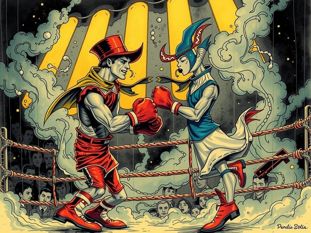 1910s Boxing Comic Cover: Allure, Danger, and Retro-Futurism