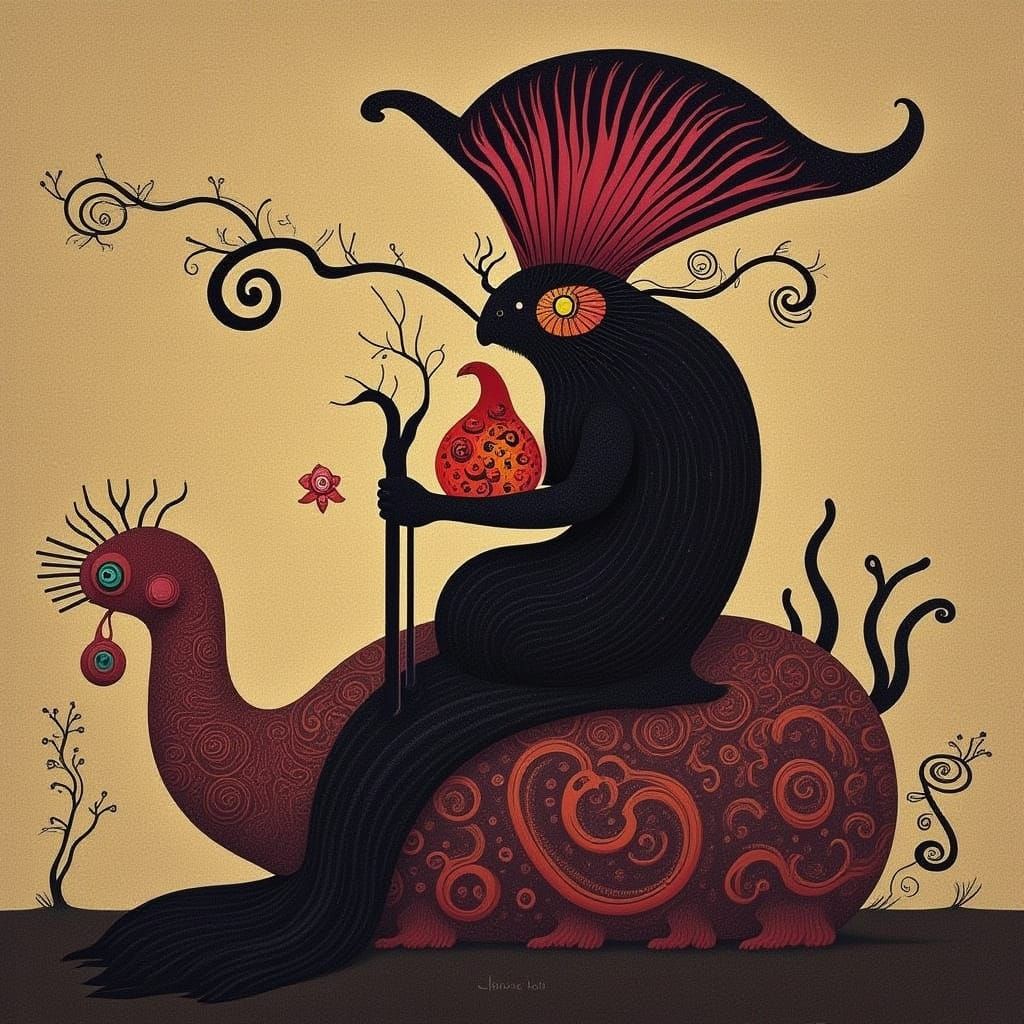 Ethereal Throne Scene in Vibrant Dotwork