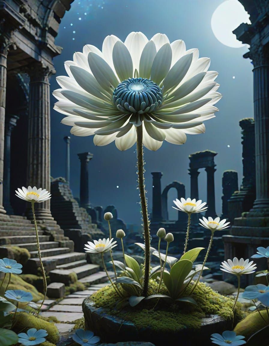 Majestic Silverflower Radiates Twilight Majesty