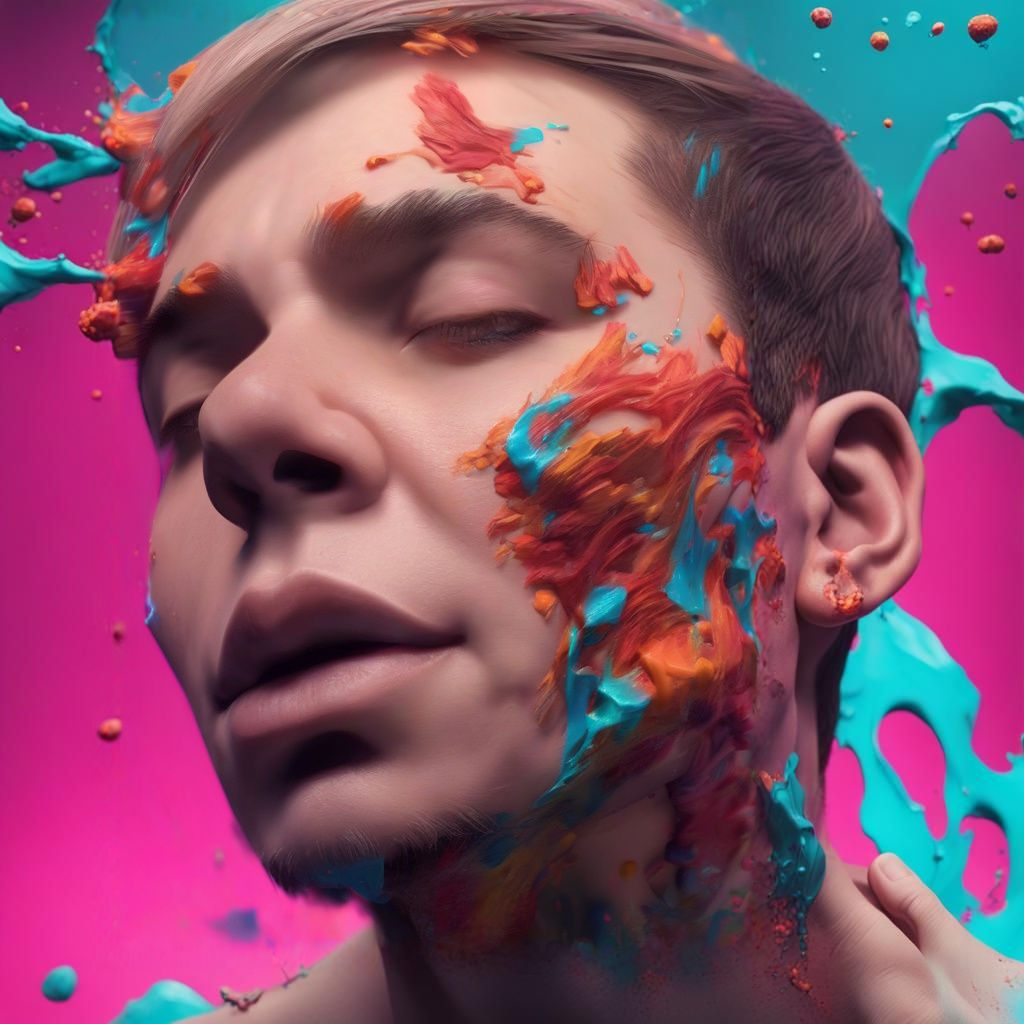 Hyperrealistic Crushed Hand in Colorful Splash Art