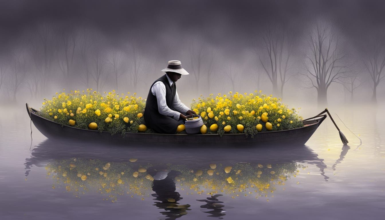 Lavender and Lemon Flower Seller in Foggy River Oils