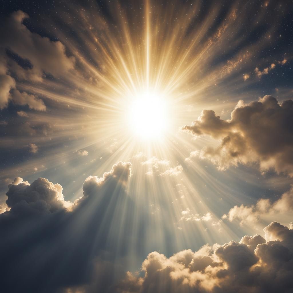 Heavenly Sunshine Beams Through the Clouds