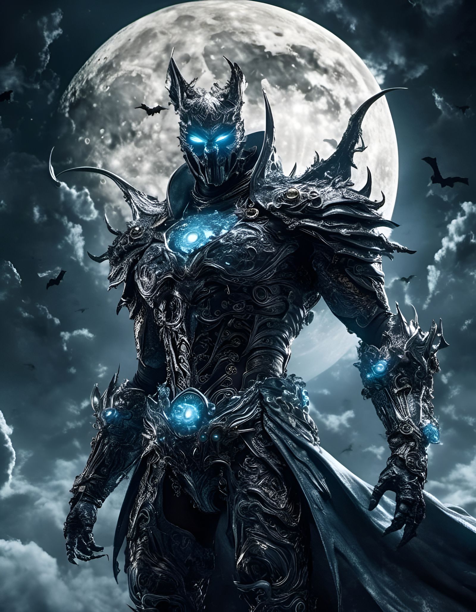 Lunar Demon Batman in Dark Fantasy Realism