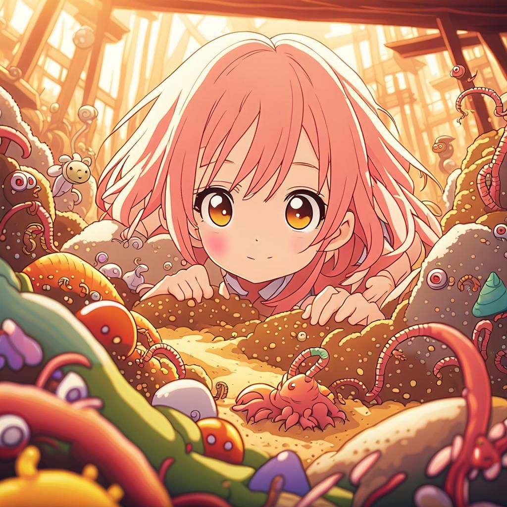 Anime Girl Explores Abandoned Sand Restaurant