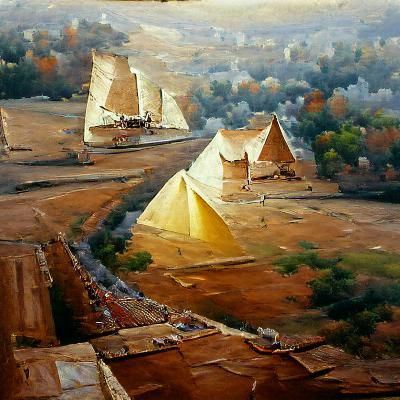 Egyptian Pyramids: Oil Painting