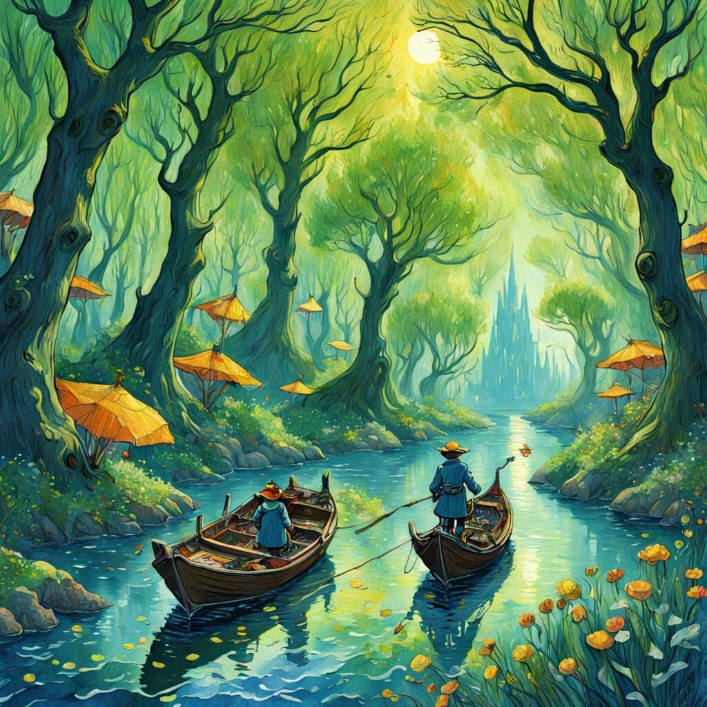 Whimsical Sci-Fi Fantasy Landscape in Studio Ghibli Style