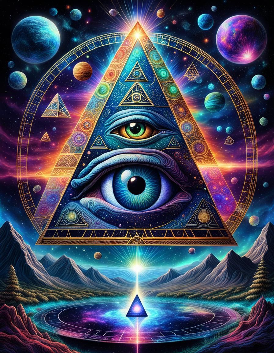 Cosmic Illuminati Secrets: Holographic Astral Illustration