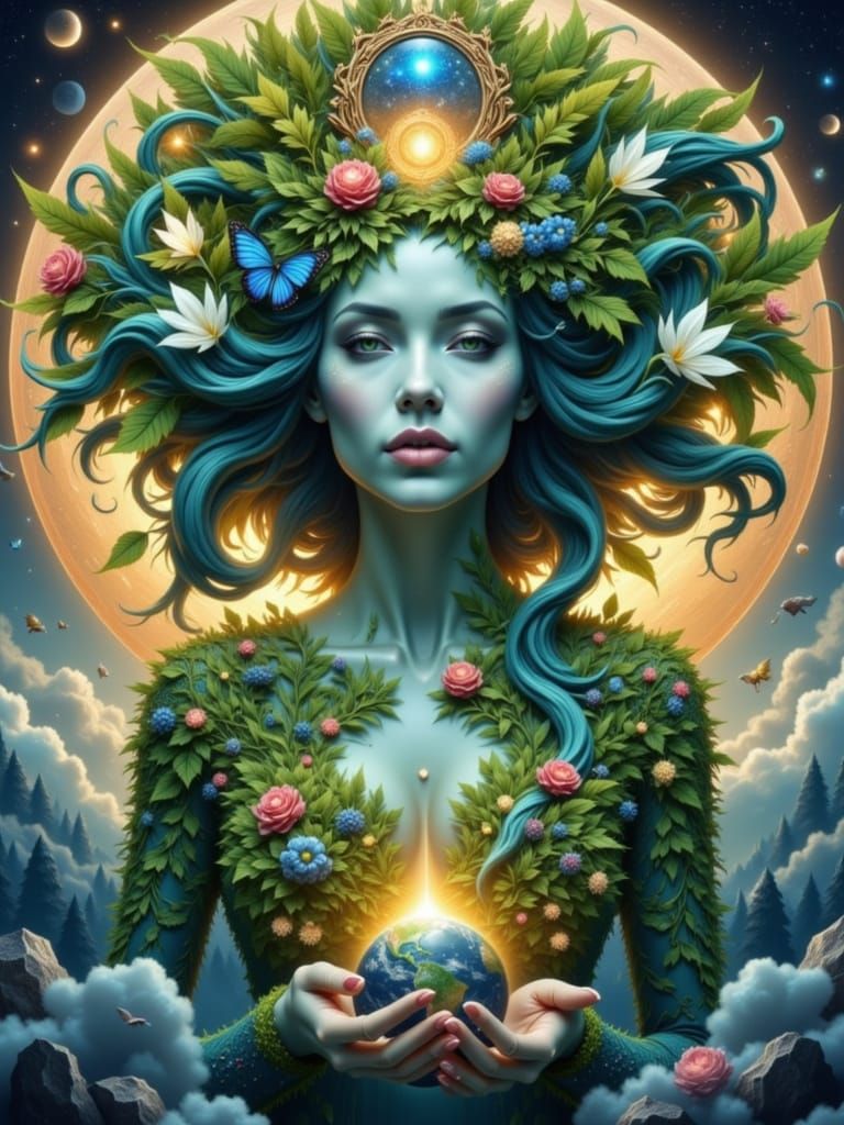 Mother Earth in Serene, Photorealistic Beauty