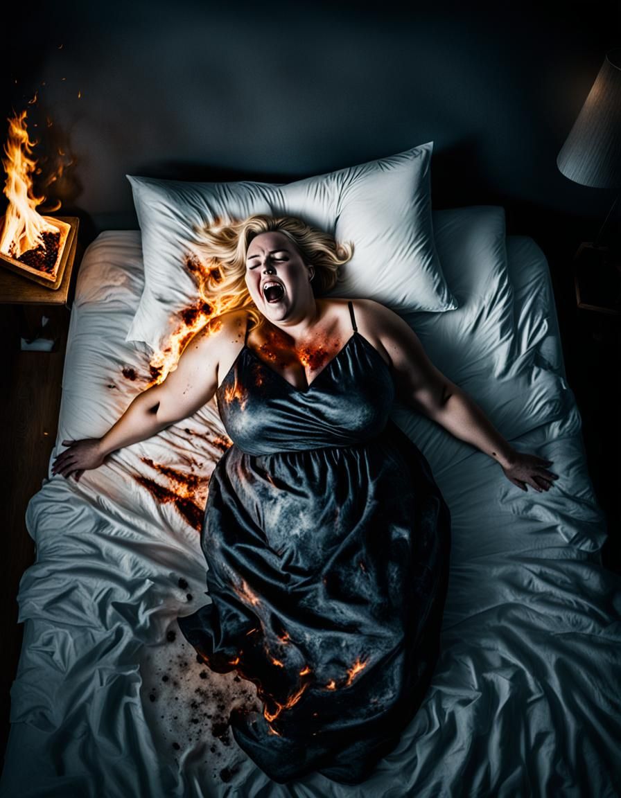 Woman Engulfed in Flames: A Dark Dream