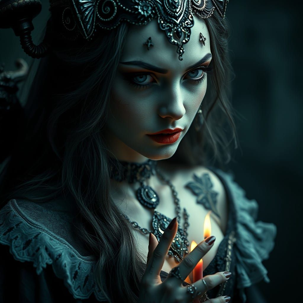 Ethereal Vampire Goddess in Hyperrealistic Detail